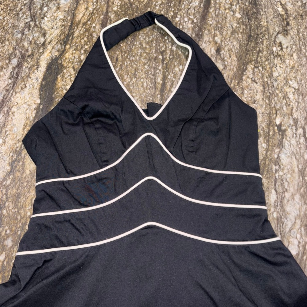 Retro Old Hollywood AGB Dress Halter Fit and Flare Women 8 Black White - Picture 10 of 11